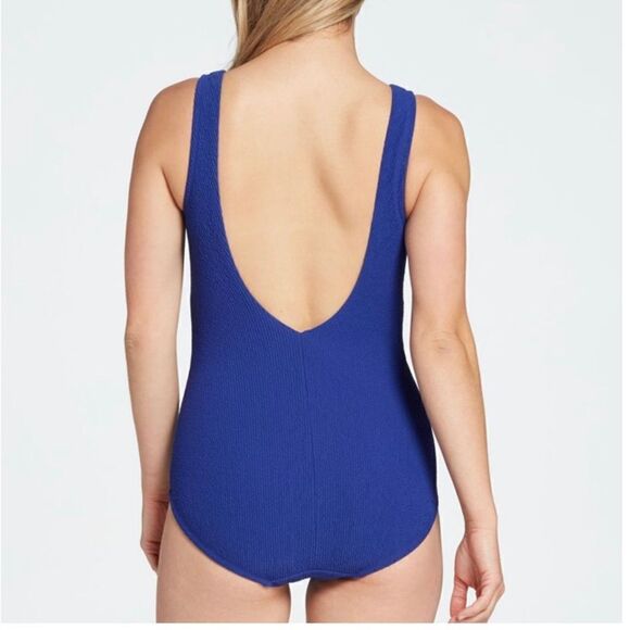 CALIA Women's Textured Tie Front One Piece Swimsuit - Picture 2 of 9